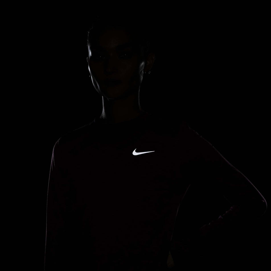 Reflective view of women's nike df element crew (7247729688738)