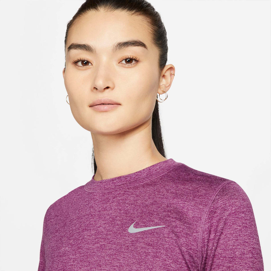 Front logo view of women's nike df element crew (7247729688738)