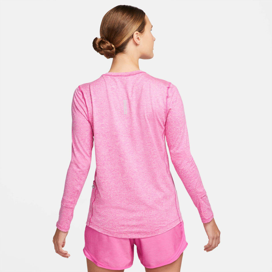 Back view of Nike Women's DF Element Running Crew in pink. (7729574740130)
