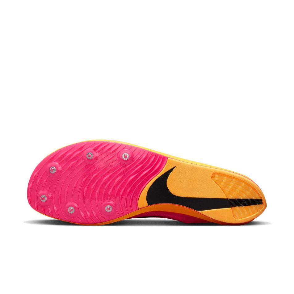 The outsole of the left shoe from a pair of Nike Unisex ZoomX Dragonfly Track & Field Distance Spikes (7875648323746)