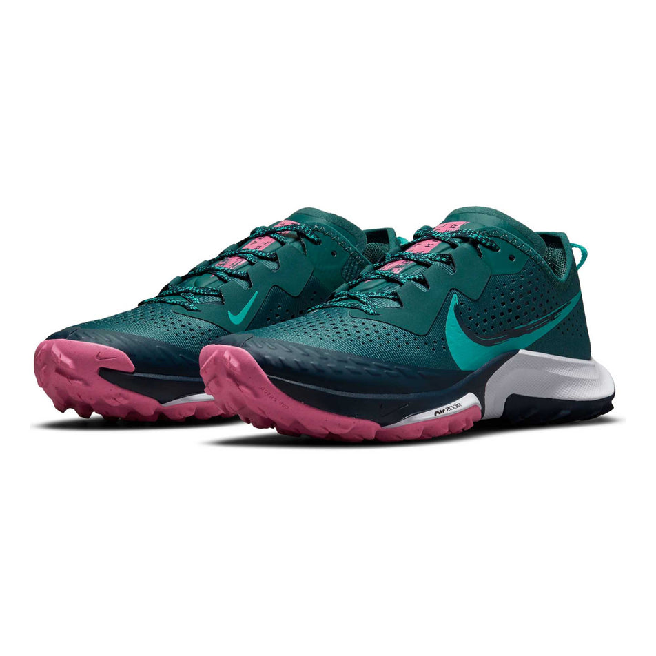 Anterior pair view of women's nike air zoom terra kiger 7 running shoes (6877928816802)
