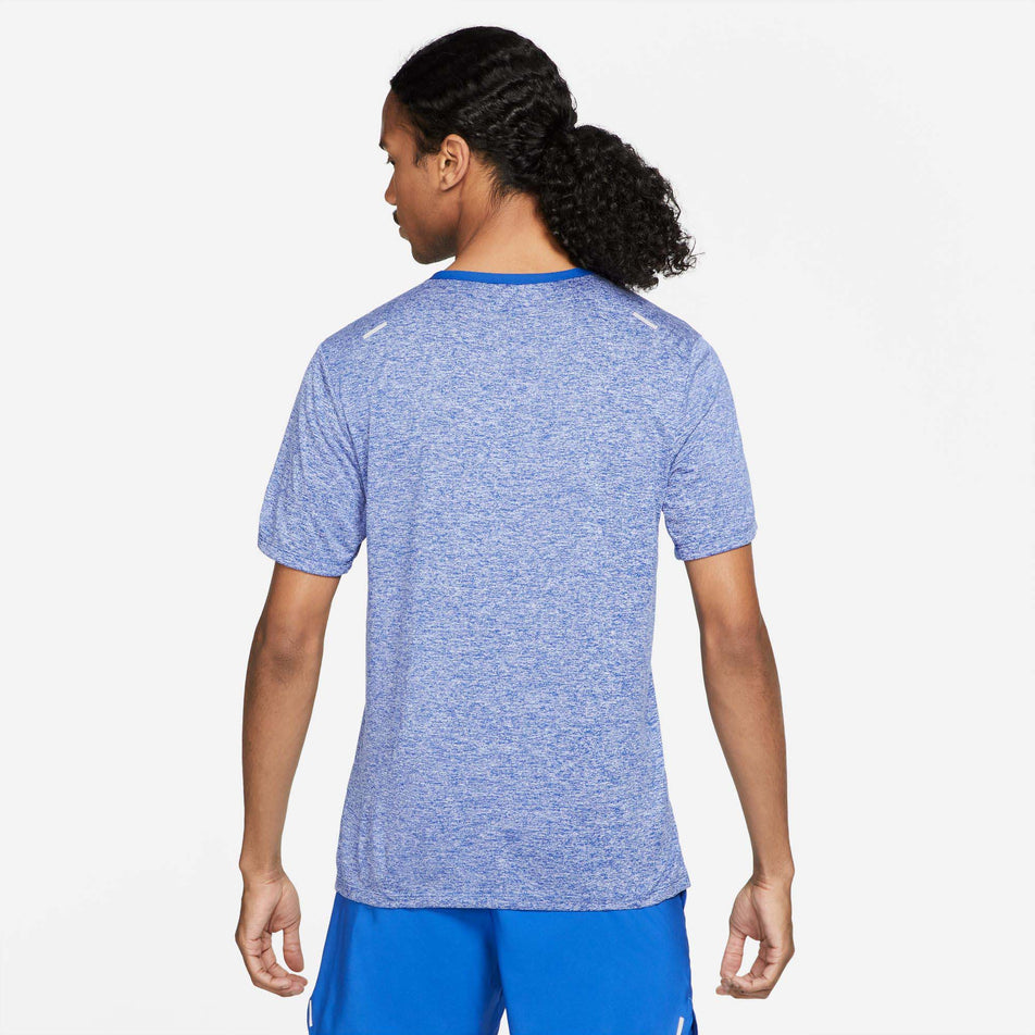 Back view of a model wearing a Nike Men's Dri-FIT Rise 365 Short-Sleeve Running Top (7876684316834)