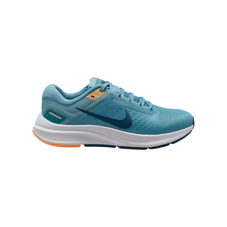 Right shoe lateral view of Nike Women's Air Zoom Structure 24 Running Shoes in blue (7671478091938)