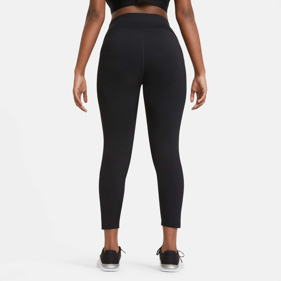 Rear view of Nike Women's One Dri-Fit MR Running Tight Plus in black (7677572382882)