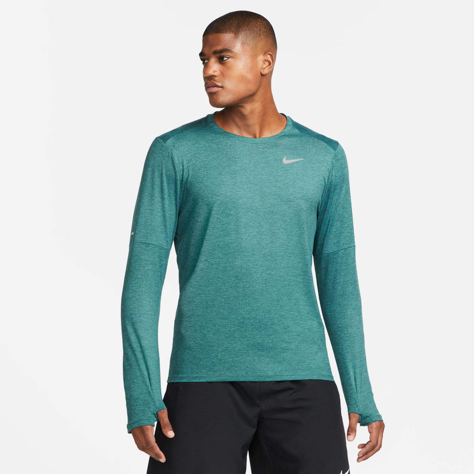 Front view of Nike Men's DF Element Running Crew in green. (7729614487714)