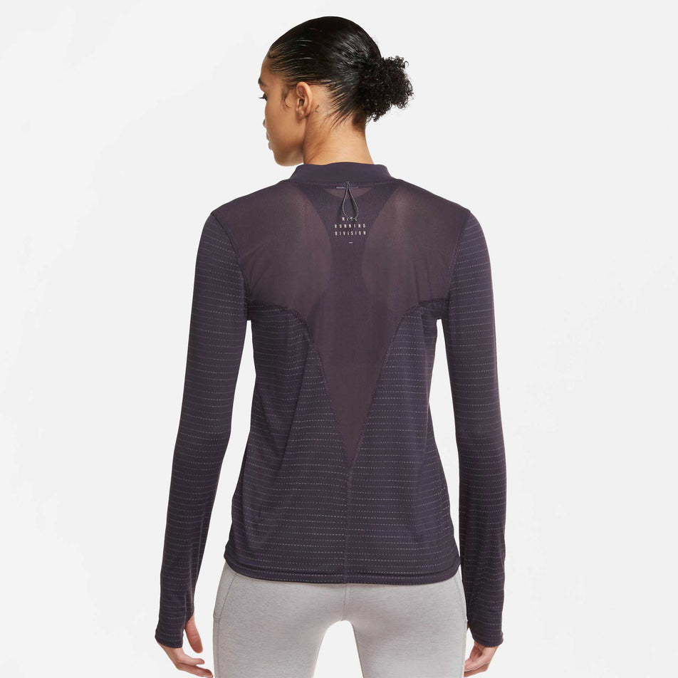 Back view of women's nike dri-fit run division ls top (6918130466978)