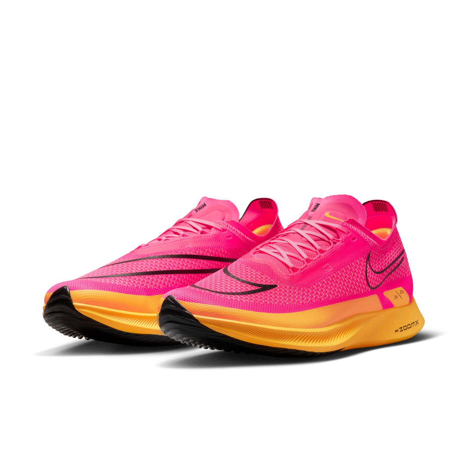 Pair anterior angled view of Nike ZoomX Streakfly Running Shoes in pink. (7749234524322)