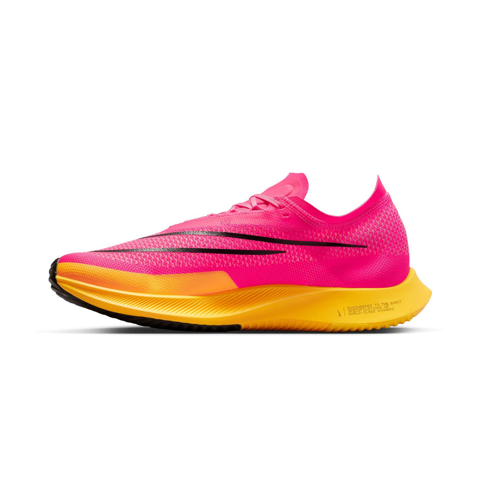 Right shoe medial view of Nike ZoomX Streakfly Running Shoes in pink. (7749234524322)