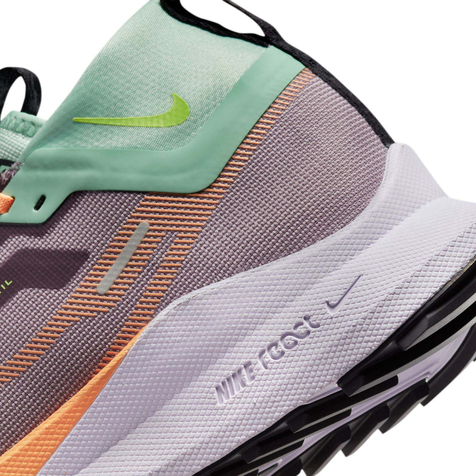 Midsole view of women's react pegasus trail 4 gore-tex runnning shoes in purple (7600271753378)