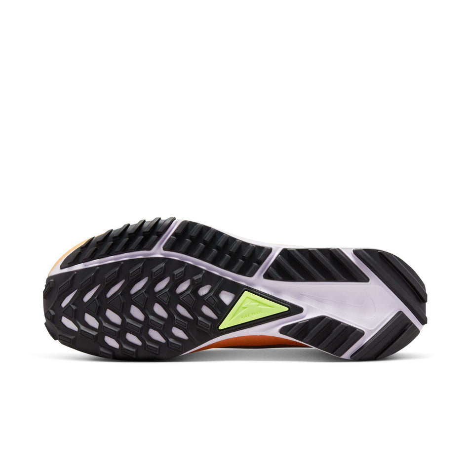 Outsole view of women's react pegasus trail 4 gore-tex runnning shoes in purple (7600271753378)