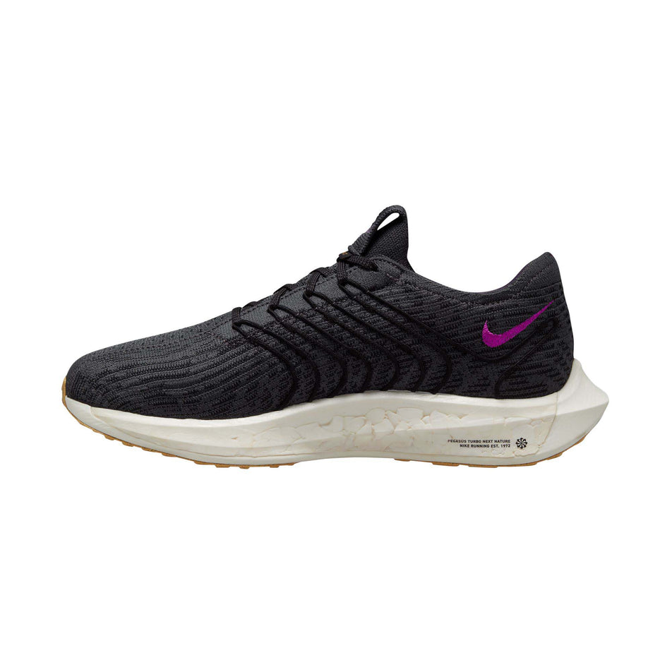 Right shoe medial view of Nike Men's Pegasus Turbo Next Nature Running Shoes in black (7669725888674)