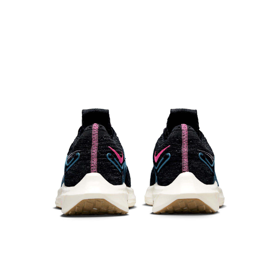 Pair posterior view of Nike Women's Pegasus Turbo Flyknit Next Nature Running Shoes in black. (7750553796770)