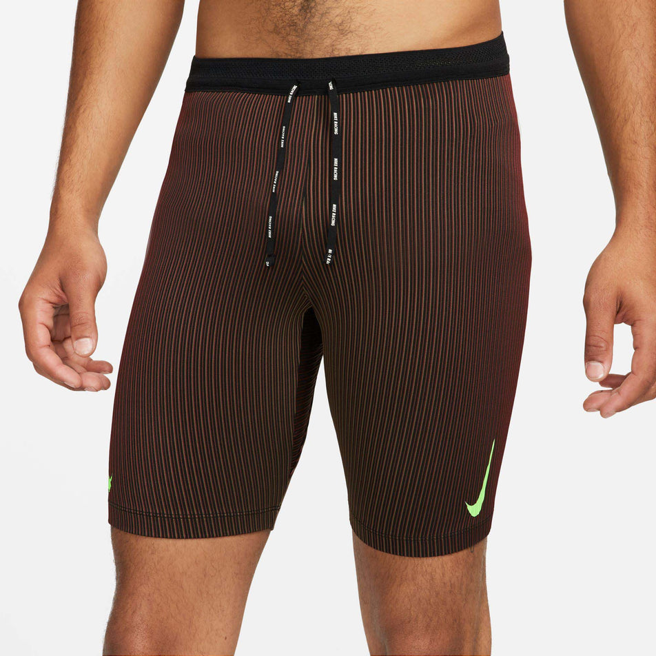 Front view of men's Nike Aeroswift Half Tights in brown (7492237263010)