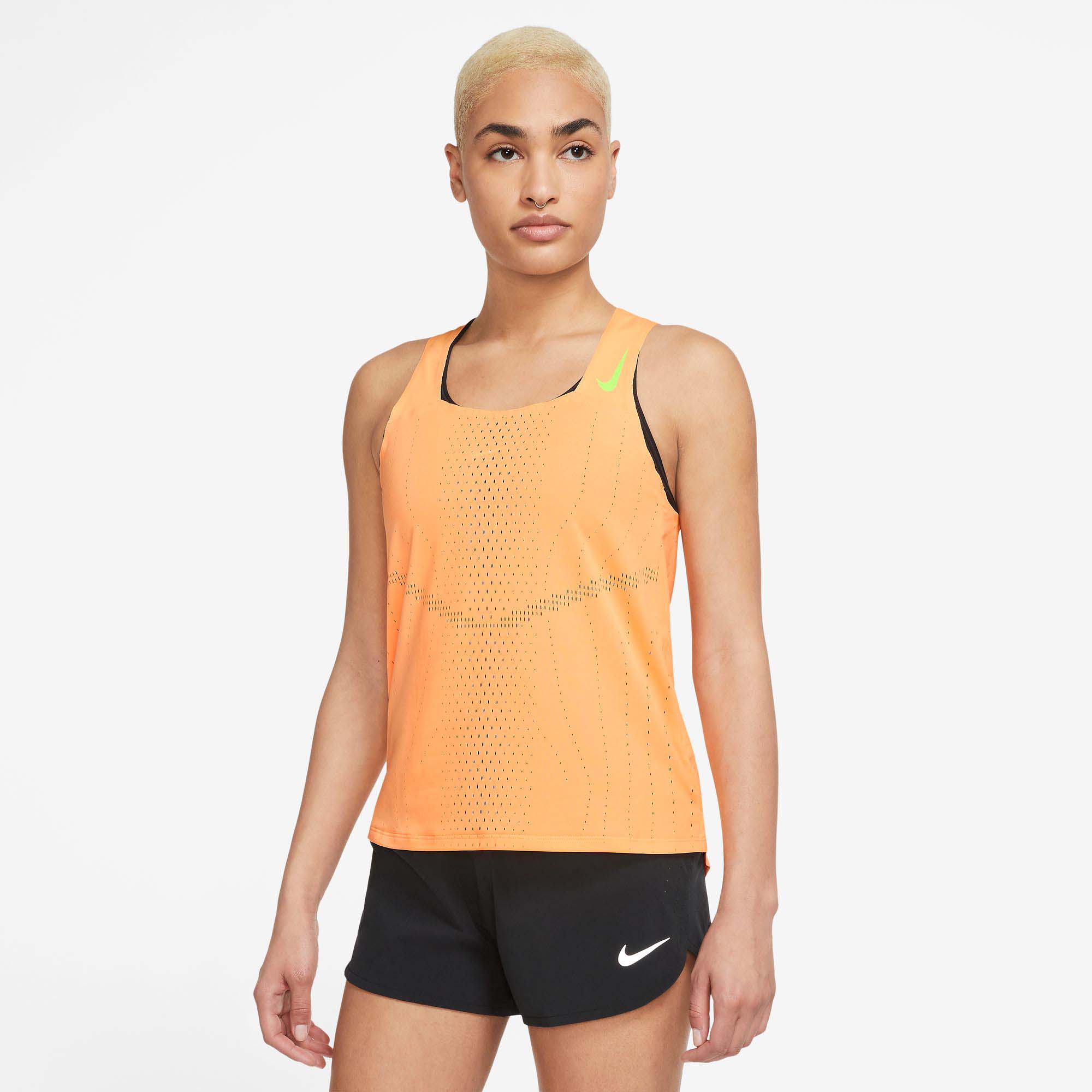 Nike Pro Tank Top Womens Small Orange Dri Fit Athletic Lightweight Swoosh  Logo