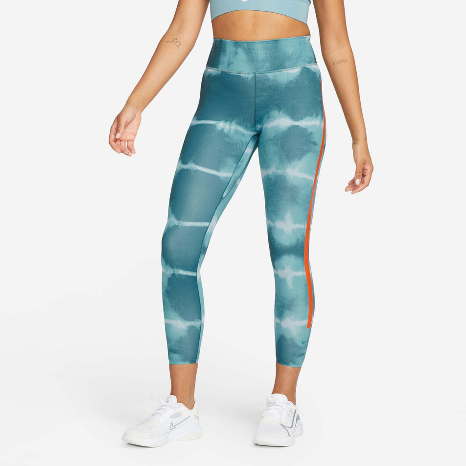 Front view of women's nike one luxe df mr tight aop (7386208108706)