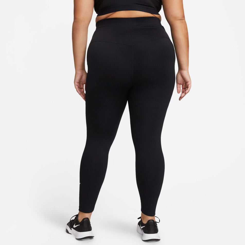 Rear view of Nike Women's One DF HR Tight Plus in black. (7729633656994)