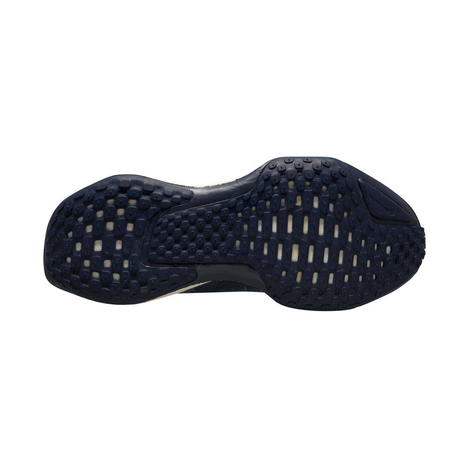 Right shoe outsole view of Nike Men's ZoomX Invincible Run Flyknit 3 Running Shoes in blue. (7751483228322)