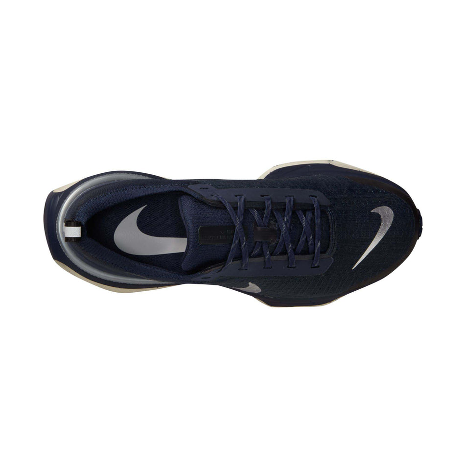 Right shoe upper view of Nike Men's ZoomX Invincible Run Flyknit 3 Running Shoes in blue. (7751483228322)