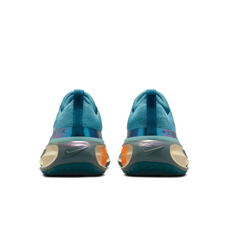 Pair posterior view of Nike Men's ZoomX Invincible Run Flyknit 3 Running Shoes in blue. (7751492403362)
