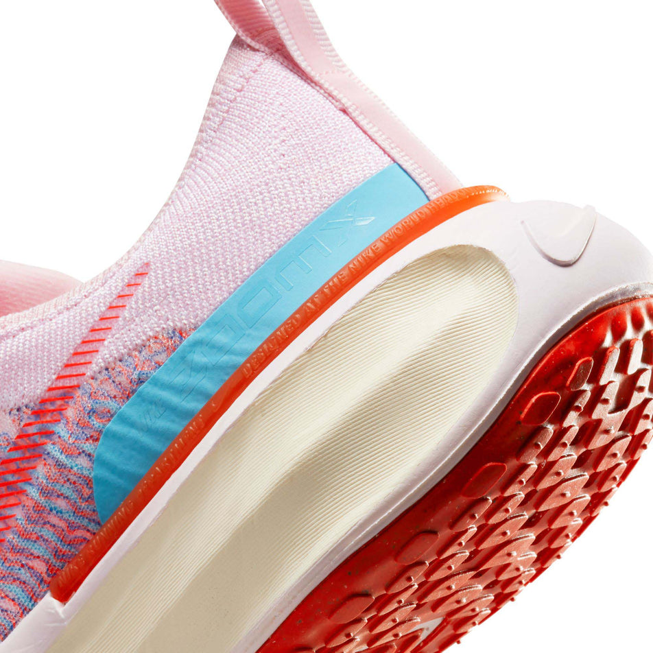 Midsole view of Nike Women's ZoomX Invincible Run Flyknit 3 Running Shoes in pink. (7751504953506)