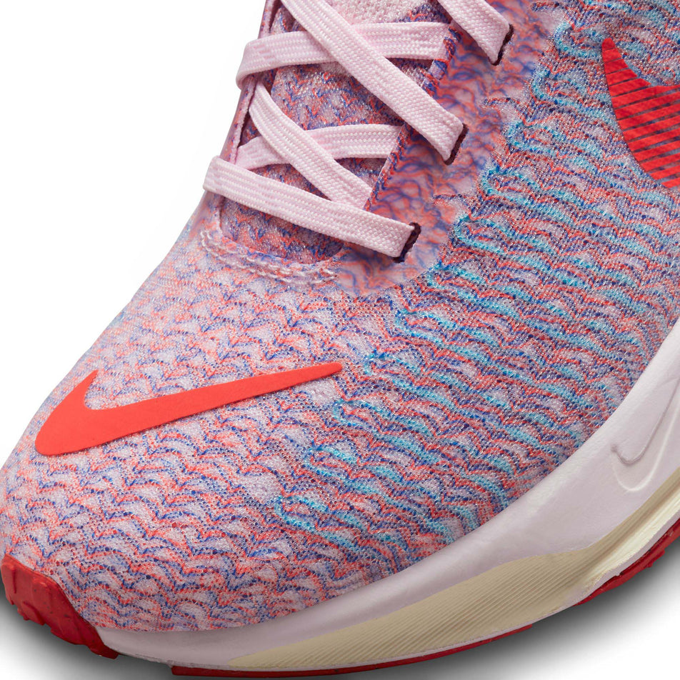 Left shoe toebox view of Nike Women's ZoomX Invincible Run Flyknit 3 Running Shoes in pink. (7751504953506)