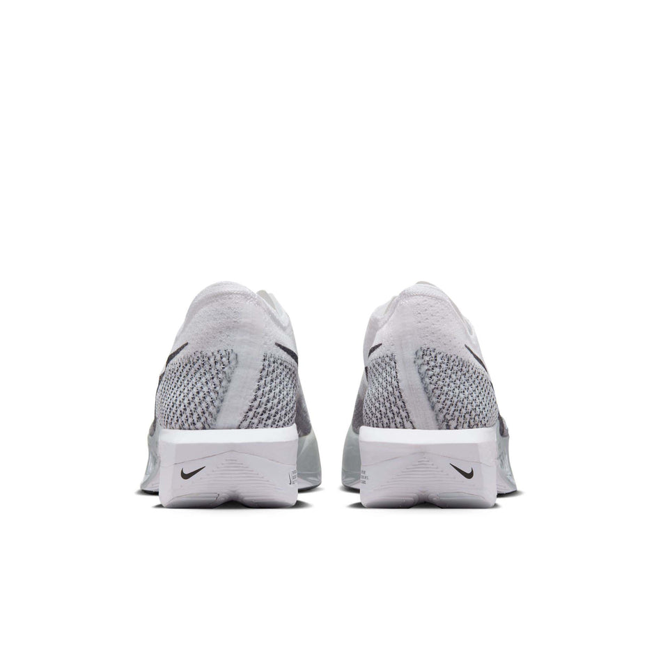 The heel units on a pair of Nike Men's Vaporfly 3 Road Racing Shoes in the White/DK Smoke Grey-Particle Grey colourway (7866759282850)