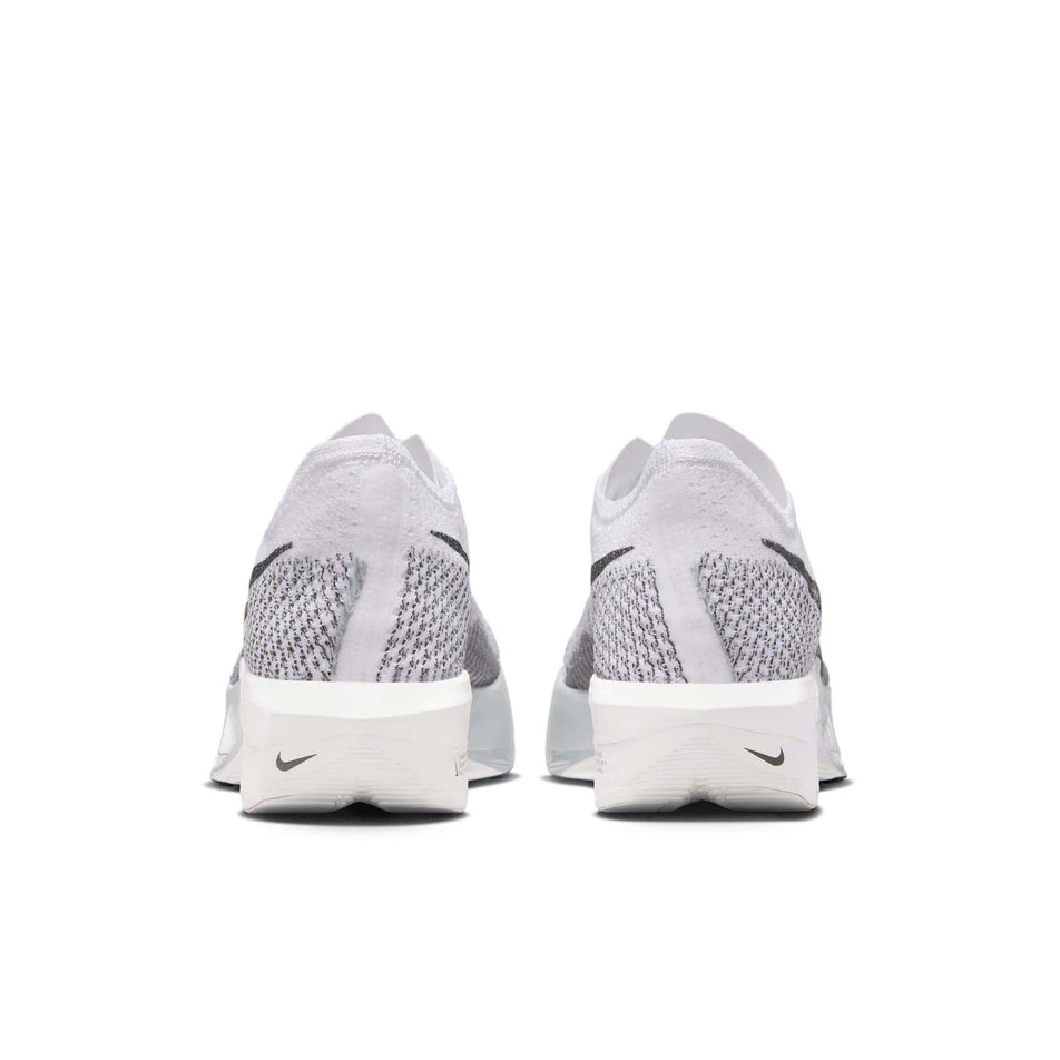 The heel units on a pair of Nike Women's Vaporfly 3 Road Racing Shoes in the White/DK Smoke Grey-Particle Grey colourway (7867364049058)