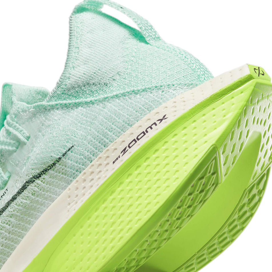Heel unit of the left shoe from a pair of women's Nike Air Zoom Alphafly Next% Flyknit 2 Running Shoes (7516459663522)