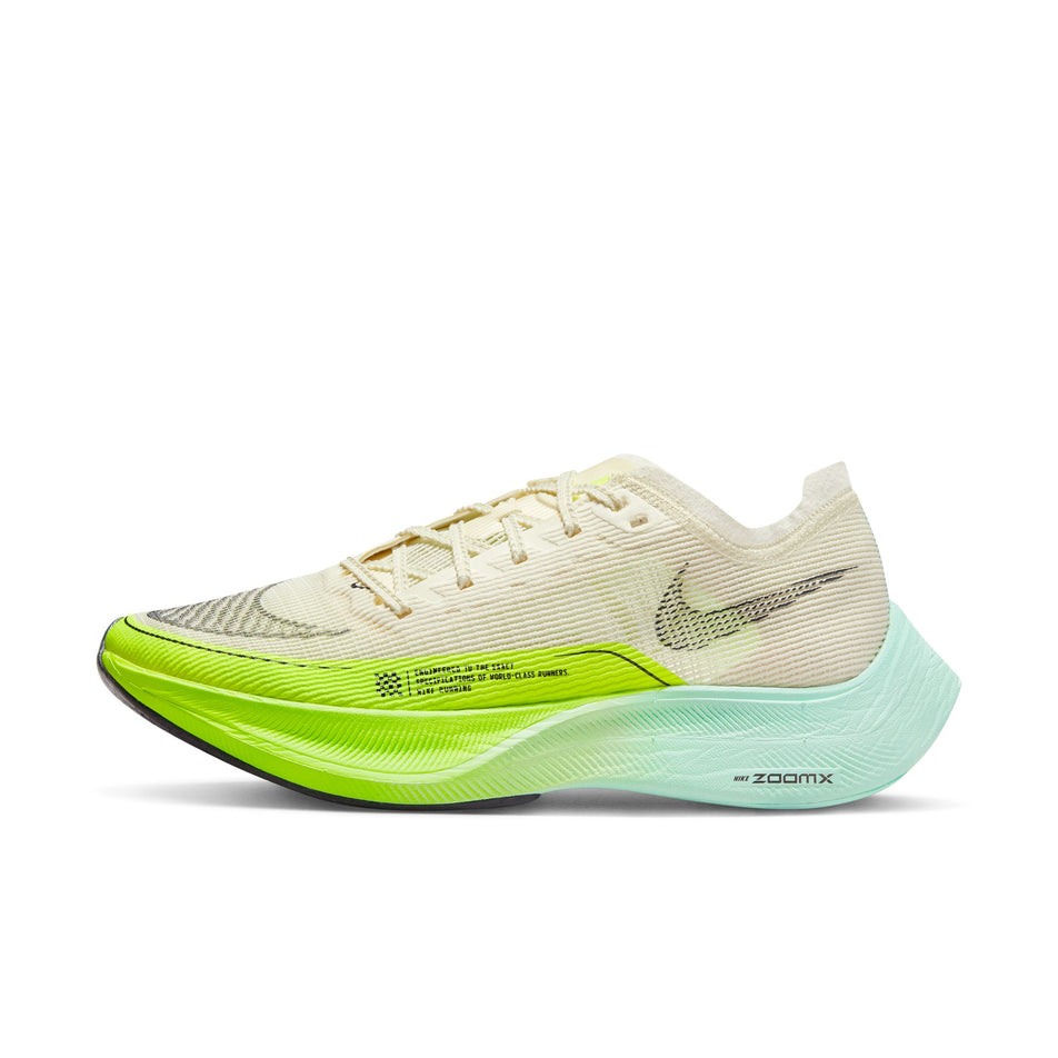 Lateral side of the left shoe from a pair of women's Nike ZoomX Vaporfly Next% 2 Running Shoes  (7516175564962)