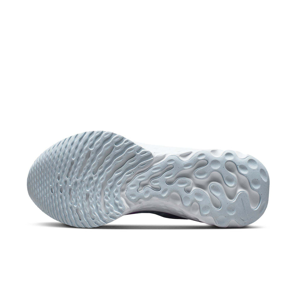 Left shoe outsole view of Nike Women's React Infinity Run Flyknit 3 Running Shoes in white. (7750550945954)