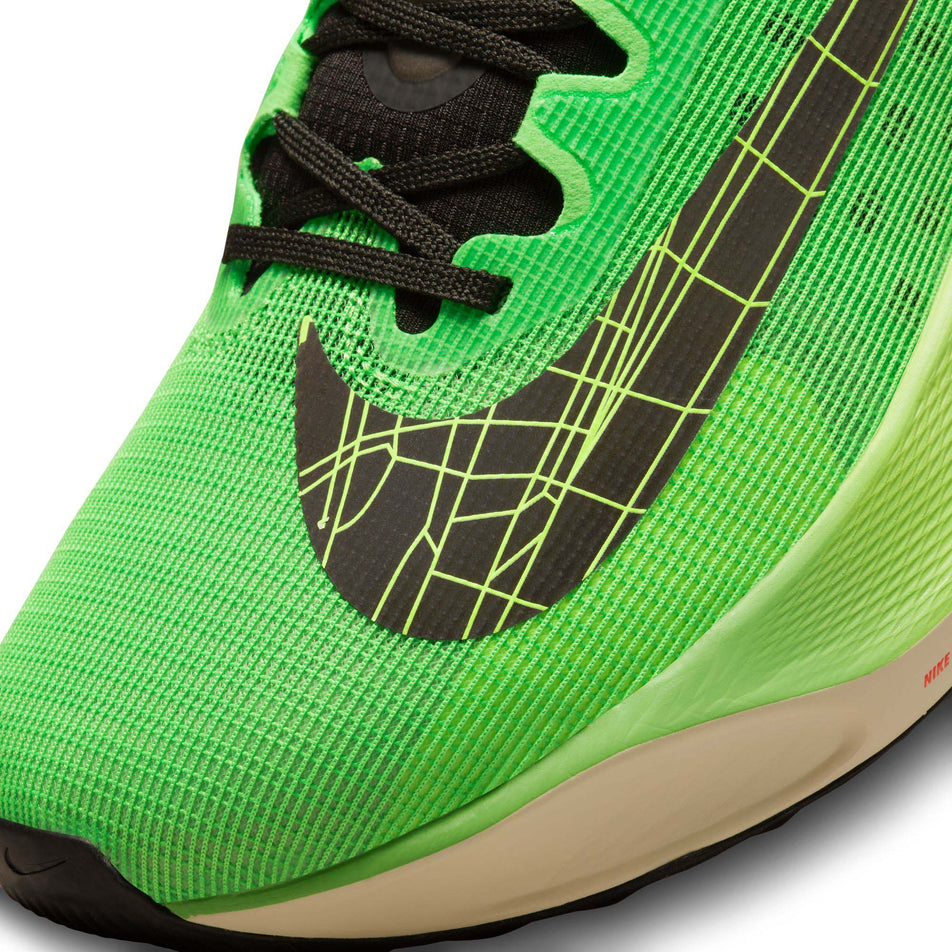 Left shoe toebox view of Nike Men's Zoom Fly 5 Running Shoes in green (7671178526882)