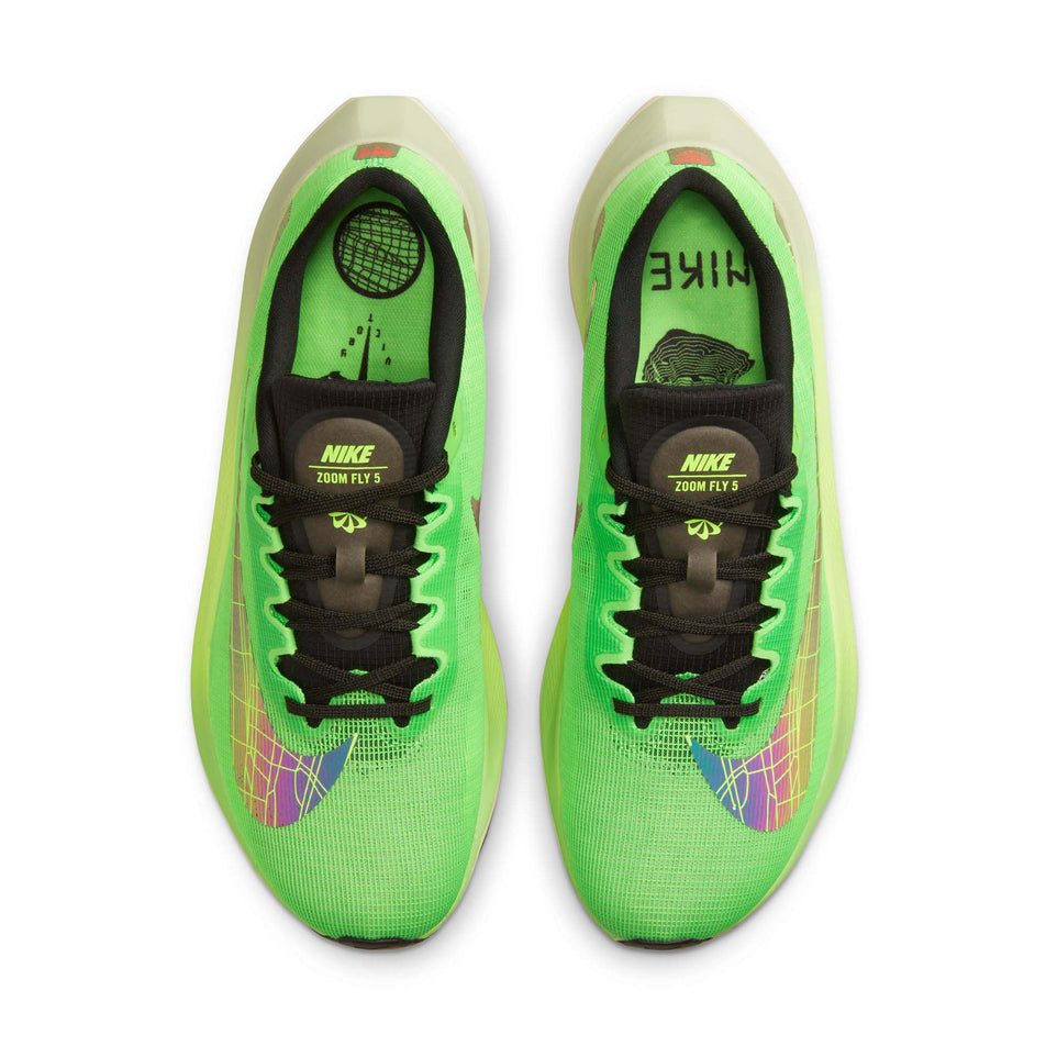 Upper pair view of Nike Men's Zoom Fly 5 Running Shoes in green (7671178526882)
