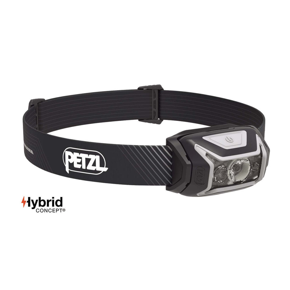 Front angled view of Petzl Actik Core Head Torch in grey (7724168151202)