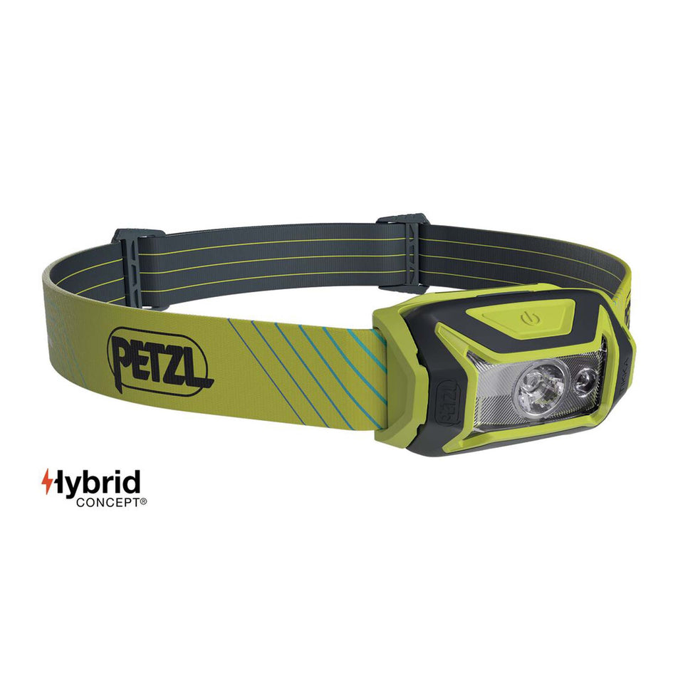 Front angled view of Petzl Tikka Core Head Torch in yellow (7724166283426)
