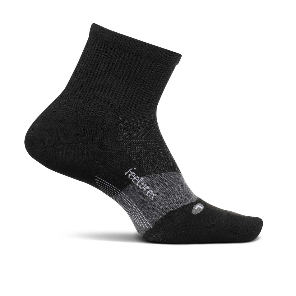 Medial view of unisex feetures merino 10 cushion quarter running socks (6949966151842)