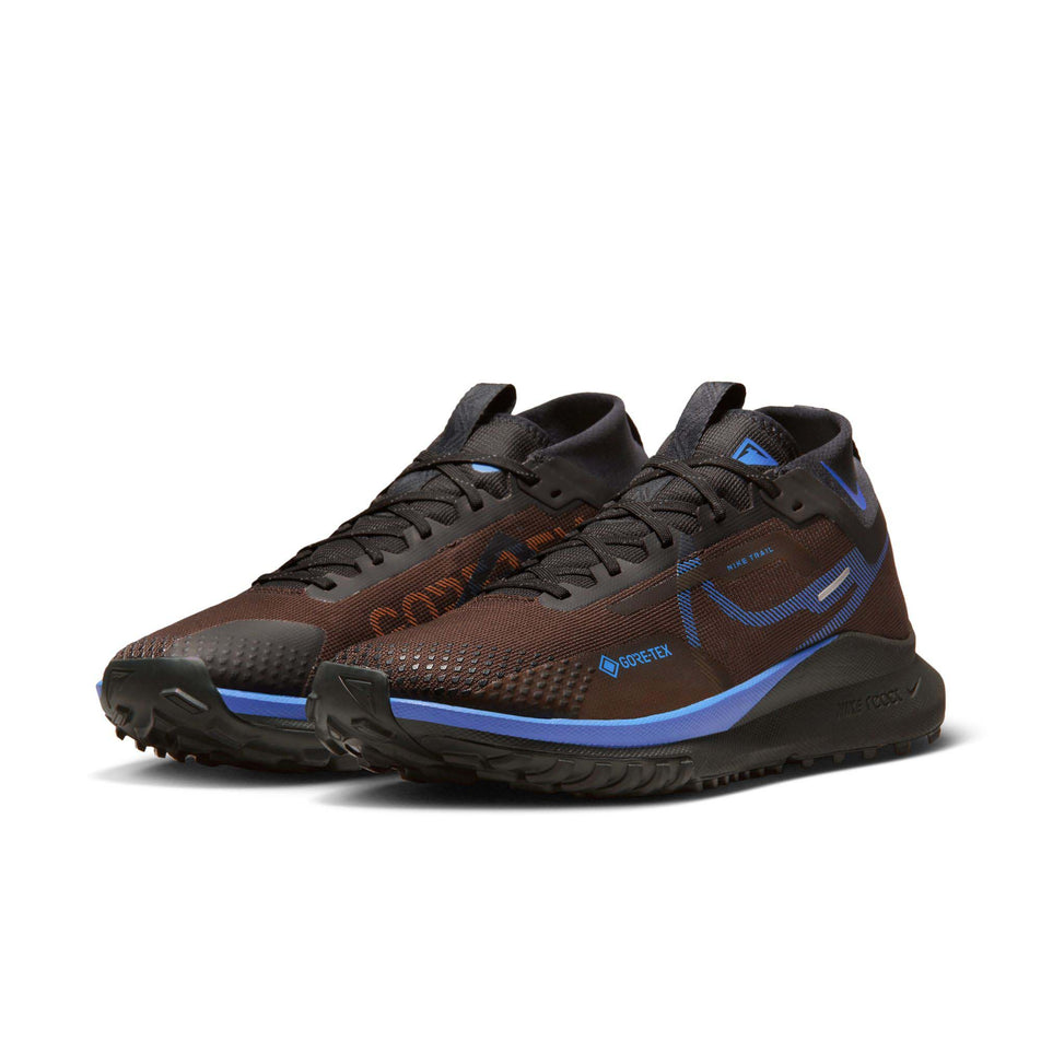 Pair anterior angled view of Nike Men's React Pegasus Trail 4 GORE-TEX Running Shoes in brown (7671252091042)