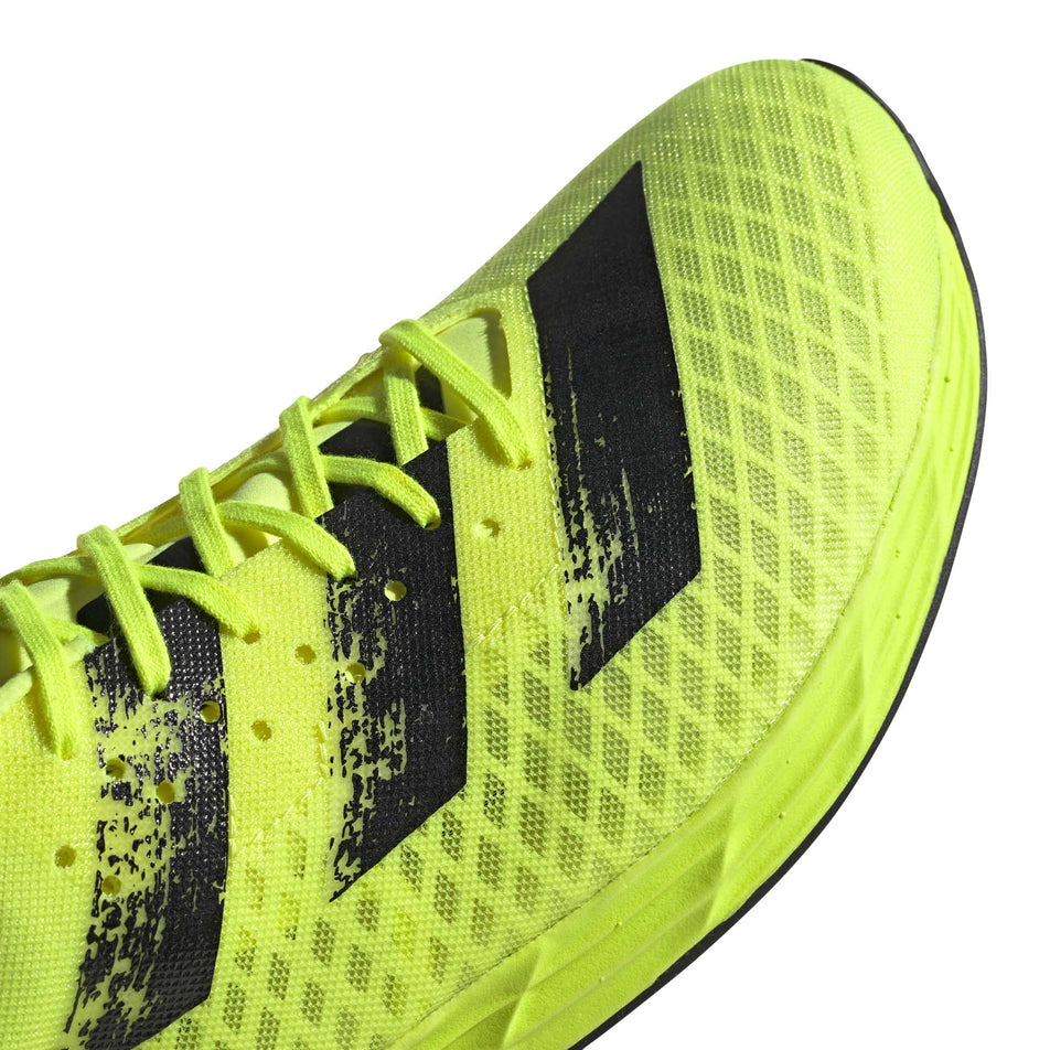 Forefoot upper and lace area on the right shoe from a pair of unisex adidas Adizero Pro (6893799243938)