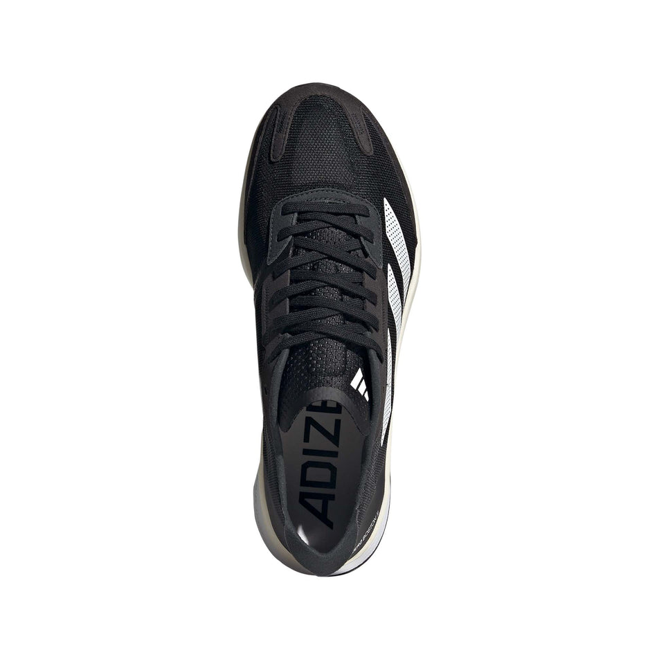 Upper view of men's adidas adizero boston 11 running shoes in black (7510265299106)