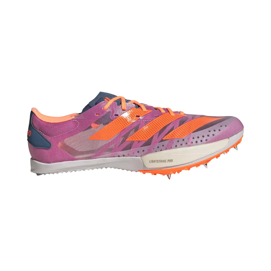 Right shoe lateral view of adidas Men's Adizero Ambition Track Spikes in purple (7684835934370)