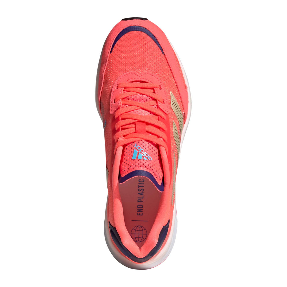 Upper view of women's adidas adizero boston 10 running shoes (7235421077666)