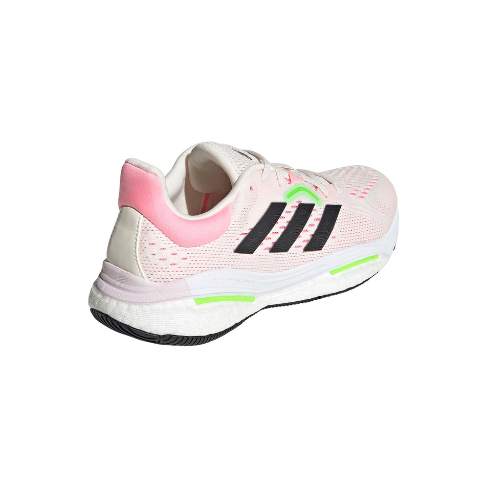 Posterior angled view of women's adidas solar control running shoes in pink (7510276014242)