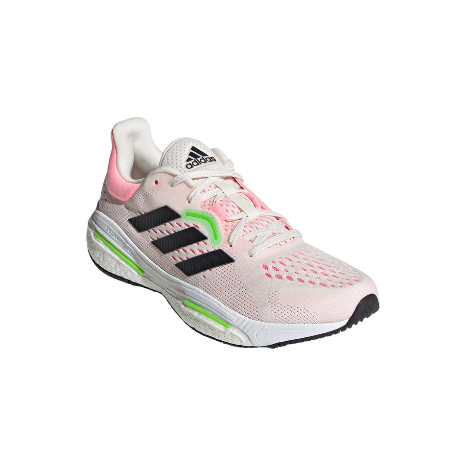 Anterior angled view of women's adidas solar control running shoes in pink (7510276014242)