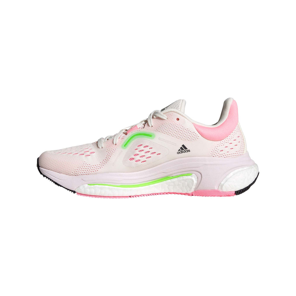 Medial view of women's adidas solar control running shoes in pink (7510276014242)