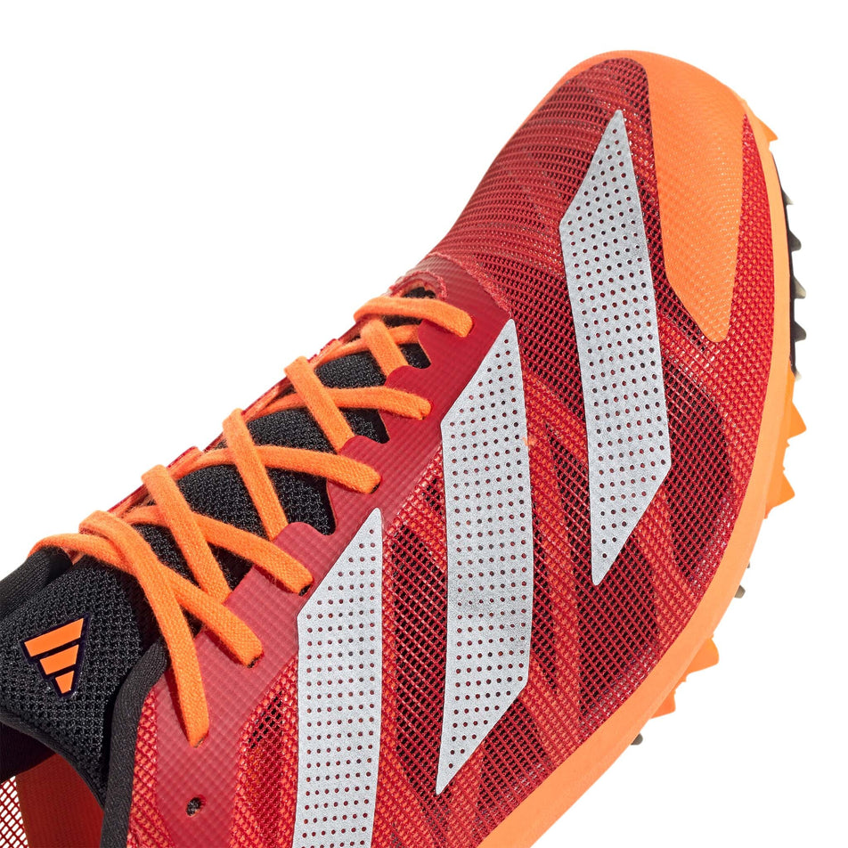 Right shoe toebox view of adidas unisex adizero XCS Running Shoes in red (7595150770338)
