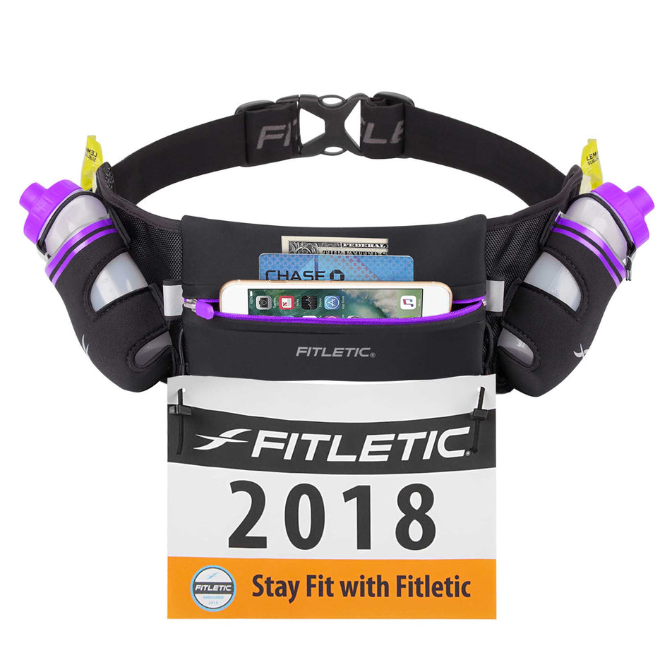Front race number view of unisex fitletic hydra running waistpack (6950173376674)