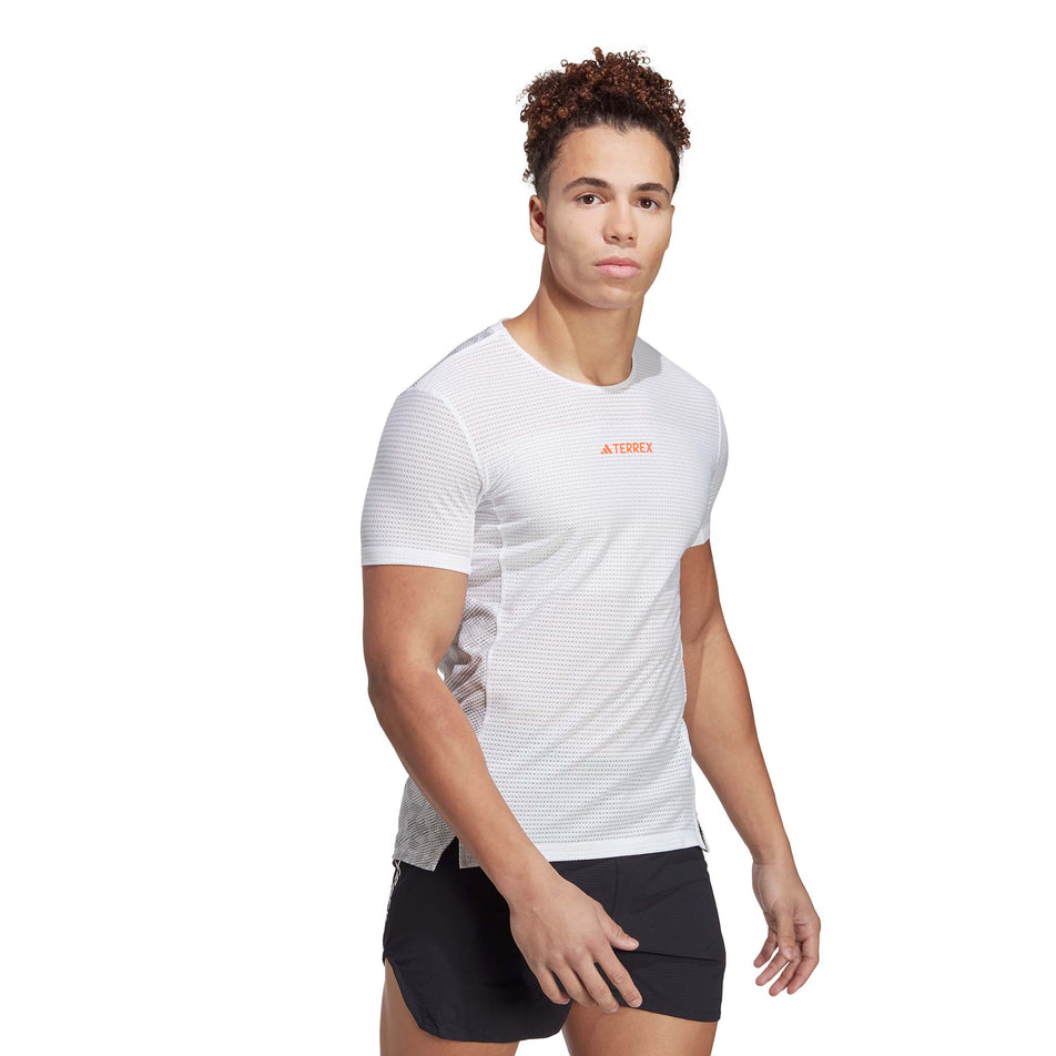 Front view of a model wearing an adidas Men's Agravic Pro T-Shirt  (7766904537250)