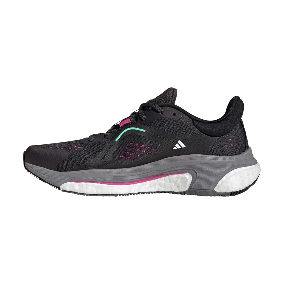 Right shoe medial view of adidas Men's Solar Control Running Shoes in black. (7705894879394)