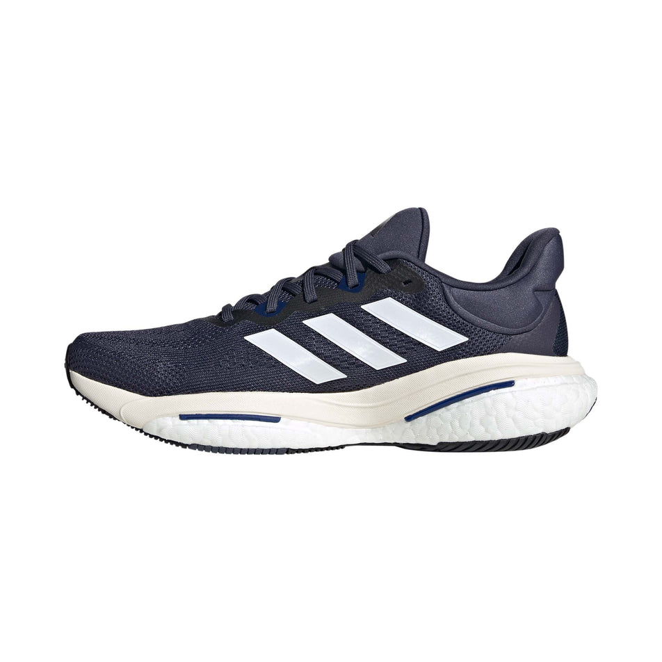 Right shoe medial view of adidas Men's Solar Glide 6 Running Shoes in blue. (7705910214818)