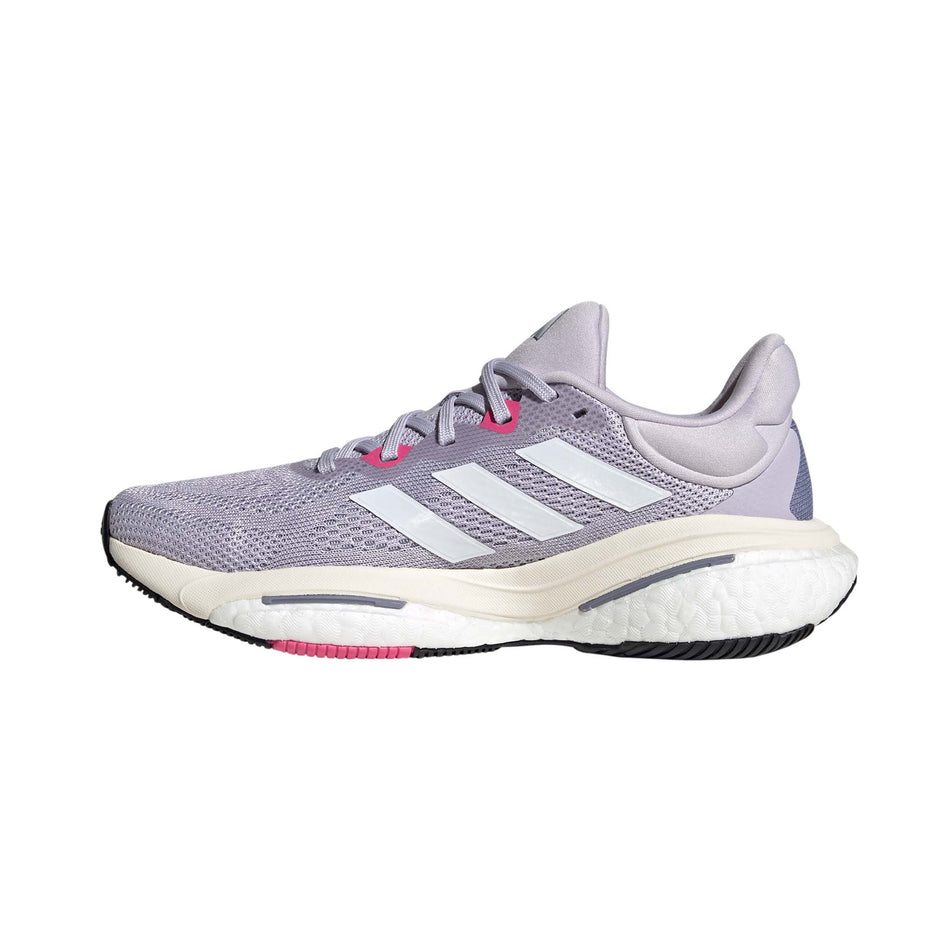 Right shoe medial view of adidas Women's Solar Glide 6 Running Shoes in grey. (7705909330082)