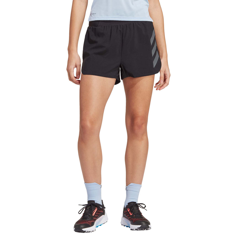 Front view of a model wearing a pair of adidas Women's Agravic Shorts (7766876782754)